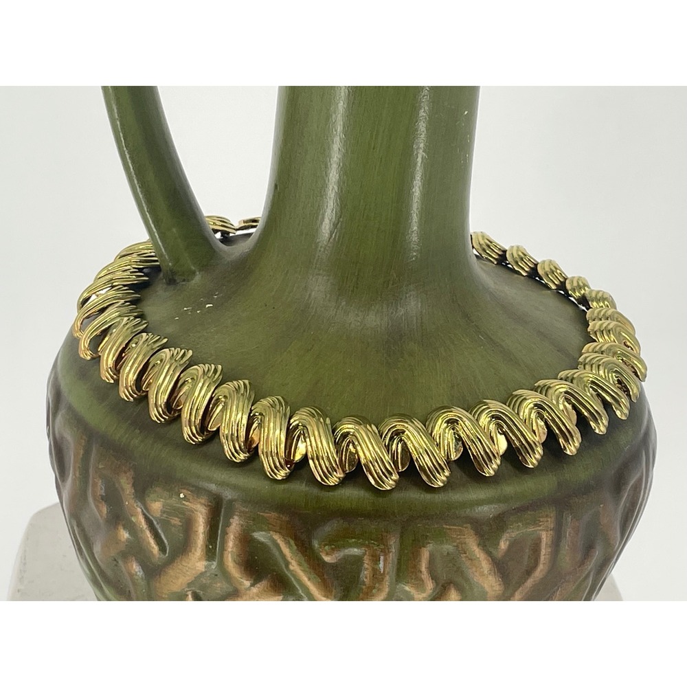 Vintage Gold Tone Articulated Ribbed Collar Necklace Sculptural Statement 82g